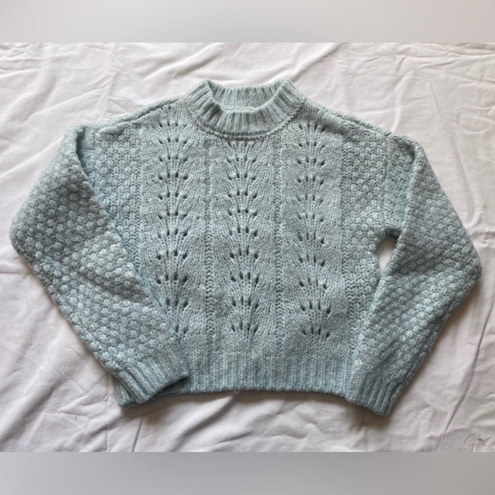 Garage Light Blue Cropped Sweater